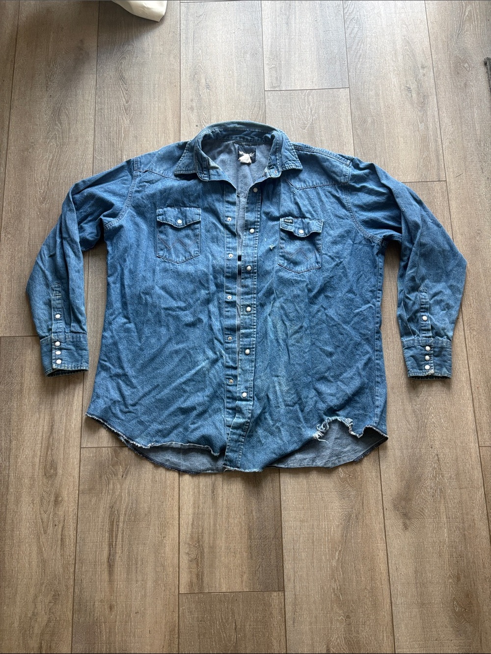 Wrangler Indigo Denim Button-Down Work Shirt